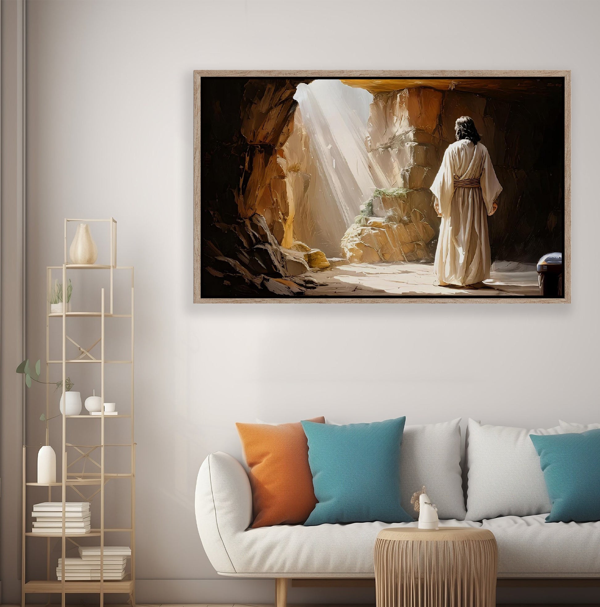 Empty Tomb Wall Art, LDS Easter Art Poster for Easter, Resurrection Scene Easter Morning Poster, Christian Wall Poster